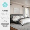 Martha Stewart Jett King Size Solid Wood Platform Bed w/Upholstered Base/Inset Paneled Headboard, Brown Gray/Gray MG-0900271F-K-BRN-GY-MS